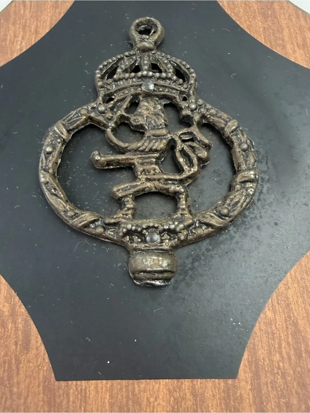 Vtg British Regimental Cap Badges on 4pc Wood Wall Decor Plaques Military Bar